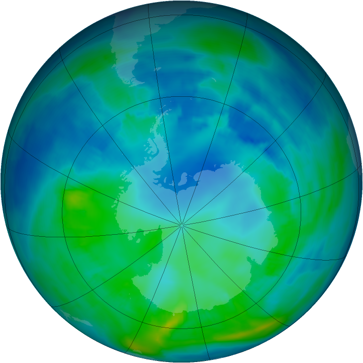 Antarctic ozone map for 26 April 2014